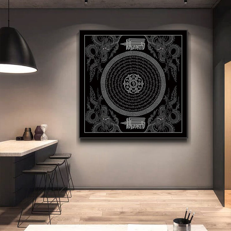 Tibetan Mandala Six-character Mantra Canvas Painting For Meditation And Decompression Print Poster Wall Art Home Decor Pictures