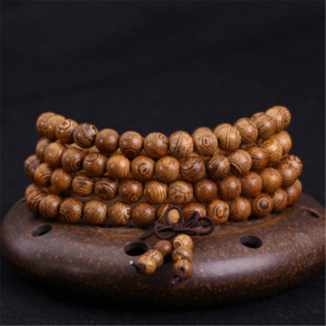 Multilayer 108 Wood Beads Lotus OM Bracelet Men Tibetan Buddhist Mala Buddha Charm Rosary Bracelet For Women Wooden Yoga Jewelry