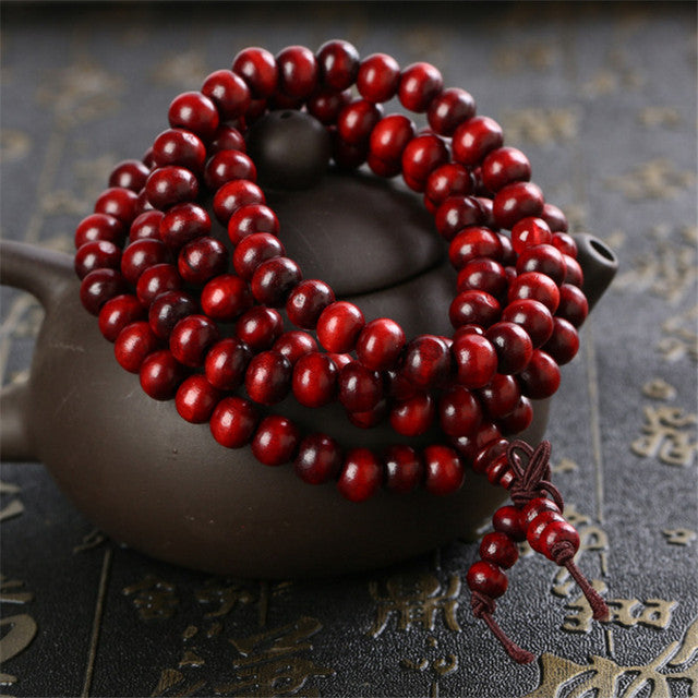 Multilayer 108 Wood Beads Lotus OM Bracelet Men Tibetan Buddhist Mala Buddha Charm Rosary Bracelet For Women Wooden Yoga Jewelry