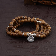 Multilayer 108 Wood Beads Lotus OM Bracelet Men Tibetan Buddhist Mala Buddha Charm Rosary Bracelet For Women Wooden Yoga Jewelry