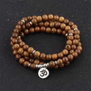 Multilayer 108 Wood Beads Lotus OM Bracelet Men Tibetan Buddhist Mala Buddha Charm Rosary Bracelet For Women Wooden Yoga Jewelry