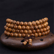 108 Wood Beads Lotus OM Bracelet Tibetan Buddhist Mala Buddha Charm Multilayer Rosary Bracelet Yoga Wooden For Women Men Jewelry