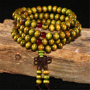 108 Wood Beads Lotus OM Bracelet Tibetan Buddhist Mala Buddha Charm Multilayer Rosary Bracelet Yoga Wooden For Women Men Jewelry