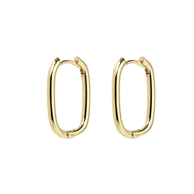 1 Pair fashion gold geometric Oval Rectangle hoop earrings top quality mirco cz crystal earings for women luxury brand jewellery