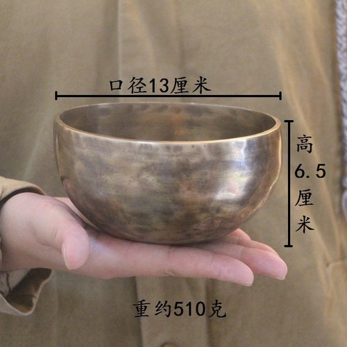 Nepal Handmade Brass Tibet Bowl Ritual 4 Key Music Therapy Copper Chime Copper Tibetan Singing Bowl(Including Sticks and Mats)