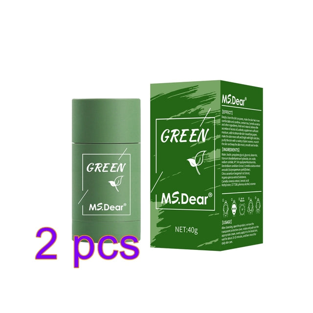 Dropshipping Green Tea Cleansing Solid Mask Purifying Clay Stick Mask Oil Control Skin Care Anti Acne Remove Blackhead Mud Mask