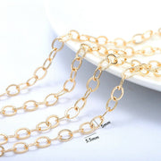 14K Gold Color Plated Brass Round Link Chains Necklace Chains High Quality Jewelry Accessories