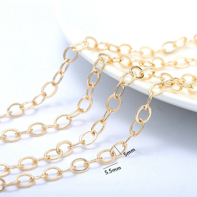 14K Gold Color Plated Brass Round Link Chains Necklace Chains High Quality Jewelry Accessories