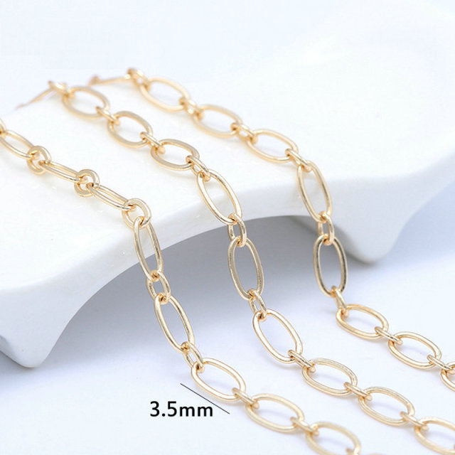 14K Gold Color Plated Brass Round Link Chains Necklace Chains High Quality Jewelry Accessories