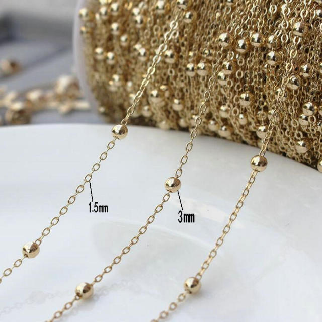 14K Gold Color Plated Brass Round Link Chains Necklace Chains High Quality Jewelry Accessories