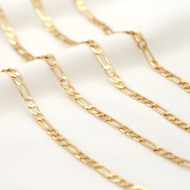 14K Gold Color Plated Brass Round Link Chains Necklace Chains High Quality Jewelry Accessories