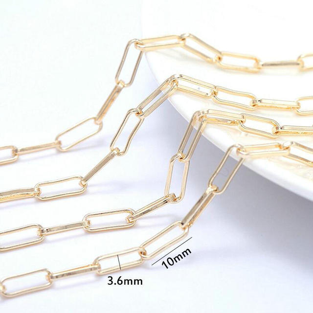 14K Gold Color Plated Brass Round Link Chains Necklace Chains High Quality Jewelry Accessories