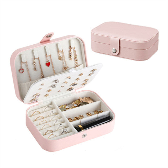 Casegrace Mini Travel Jewelry Box Storage Organizer Packaging Case Portable PU Leather Earring Ring Necklace Jewellery Organizer