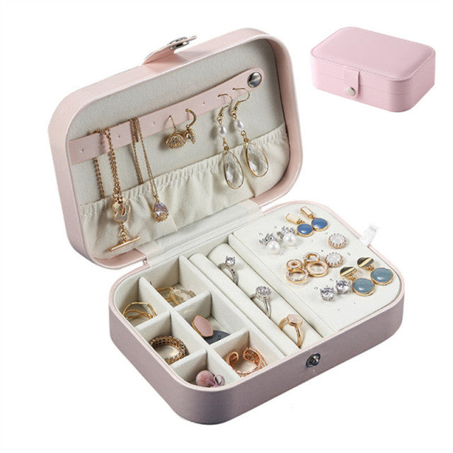 Casegrace Mini Travel Jewelry Box Storage Organizer Packaging Case Portable PU Leather Earring Ring Necklace Jewellery Organizer