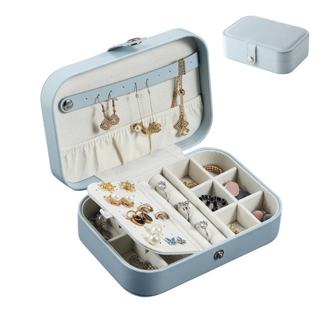 Casegrace Mini Travel Jewelry Box Storage Organizer Packaging Case Portable PU Leather Earring Ring Necklace Jewellery Organizer