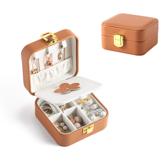 Casegrace Mini Travel Jewelry Box Storage Organizer Packaging Case Portable PU Leather Earring Ring Necklace Jewellery Organizer