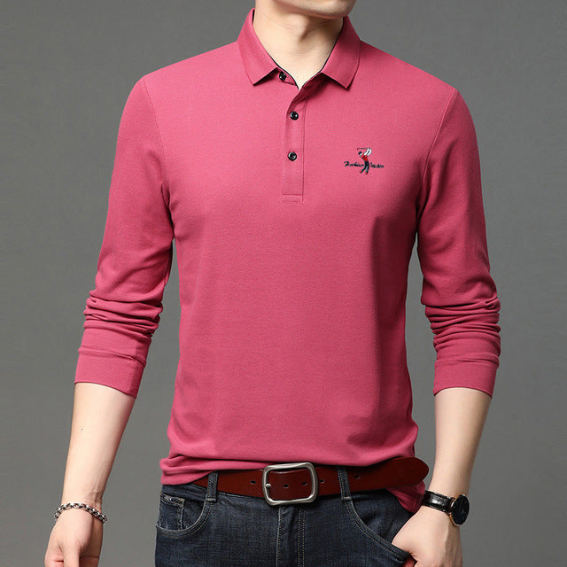 Top Grade Men&#39;s Polo Shirts 2022 New Embroidery Logo Designer Business Casual Tops Male Long Sleeve Lapel Brand Quality T-shirt