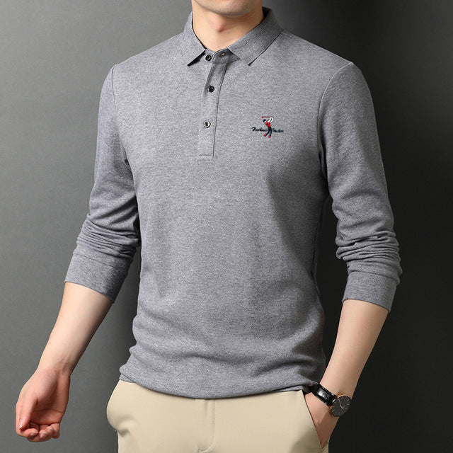 Top Grade Men&#39;s Polo Shirts 2022 New Embroidery Logo Designer Business Casual Tops Male Long Sleeve Lapel Brand Quality T-shirt