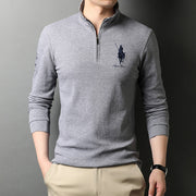 Mens Pure Cotton Long Sleeve Polo Shirts Half Zipper Trendy Brand Golf Logo T-Shirts 2022 New Spring And Autumn Designer Clothes