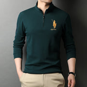 Mens Pure Cotton Long Sleeve Polo Shirts Half Zipper Trendy Brand Golf Logo T-Shirts 2022 New Spring And Autumn Designer Clothes