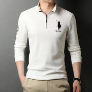 Mens Pure Cotton Long Sleeve Polo Shirts Half Zipper Trendy Brand Golf Logo T-Shirts 2022 New Spring And Autumn Designer Clothes