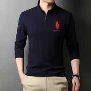 Mens Pure Cotton Long Sleeve Polo Shirts Half Zipper Trendy Brand Golf Logo T-Shirts 2022 New Spring And Autumn Designer Clothes