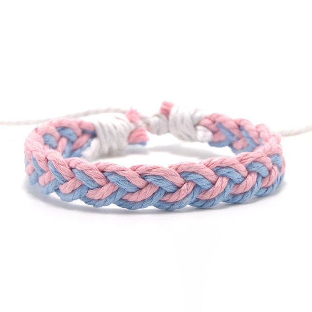 Fashion colorful bracelet cotton thread woven geometric hand rope Nepal ethnic style hand-woven friendship bracelet bohemian