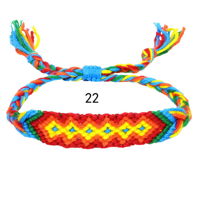 Fashion colorful bracelet cotton thread woven geometric hand rope Nepal ethnic style hand-woven friendship bracelet bohemian