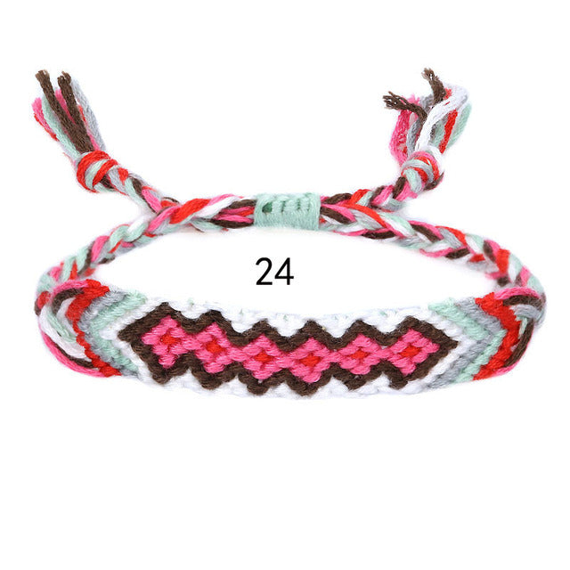 Fashion colorful bracelet cotton thread woven geometric hand rope Nepal ethnic style hand-woven friendship bracelet bohemian