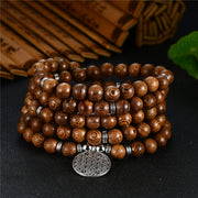 108 Wood Beads OM Lotus Multilayer Bracelet Tibetan Buddhist Mala Buddha Charm Rosary Bracelet Yoga Wooden For Women Men Jewelry