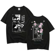 Anime Bungo Stray Dogs Dazai Osamu Nakahara Chuuya Harajuku Double Sided Printed T-shirt Short Sleeve Tops