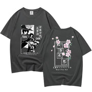 Anime Bungo Stray Dogs Dazai Osamu Nakahara Chuuya Harajuku Double Sided Printed T-shirt Short Sleeve Tops