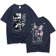 Anime Bungo Stray Dogs Dazai Osamu Nakahara Chuuya Harajuku Double Sided Printed T-shirt Short Sleeve Tops