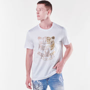 Hellen&amp;Woody Animal Graphic Print T-shirt for Men Summer Cotton Round Neck Hot Diamond Sequins Breathable Short-sleeved Tide